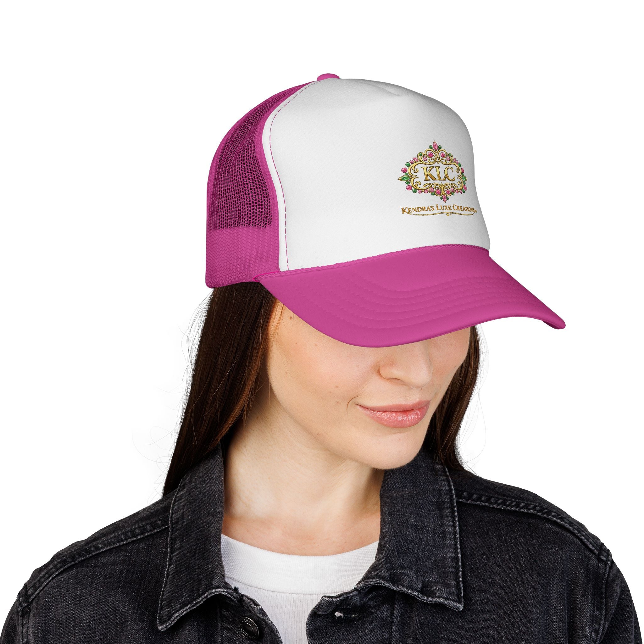 KLC Floral Logo Trucker Cap — Kinder’s Luxe Creations Mesh Hat