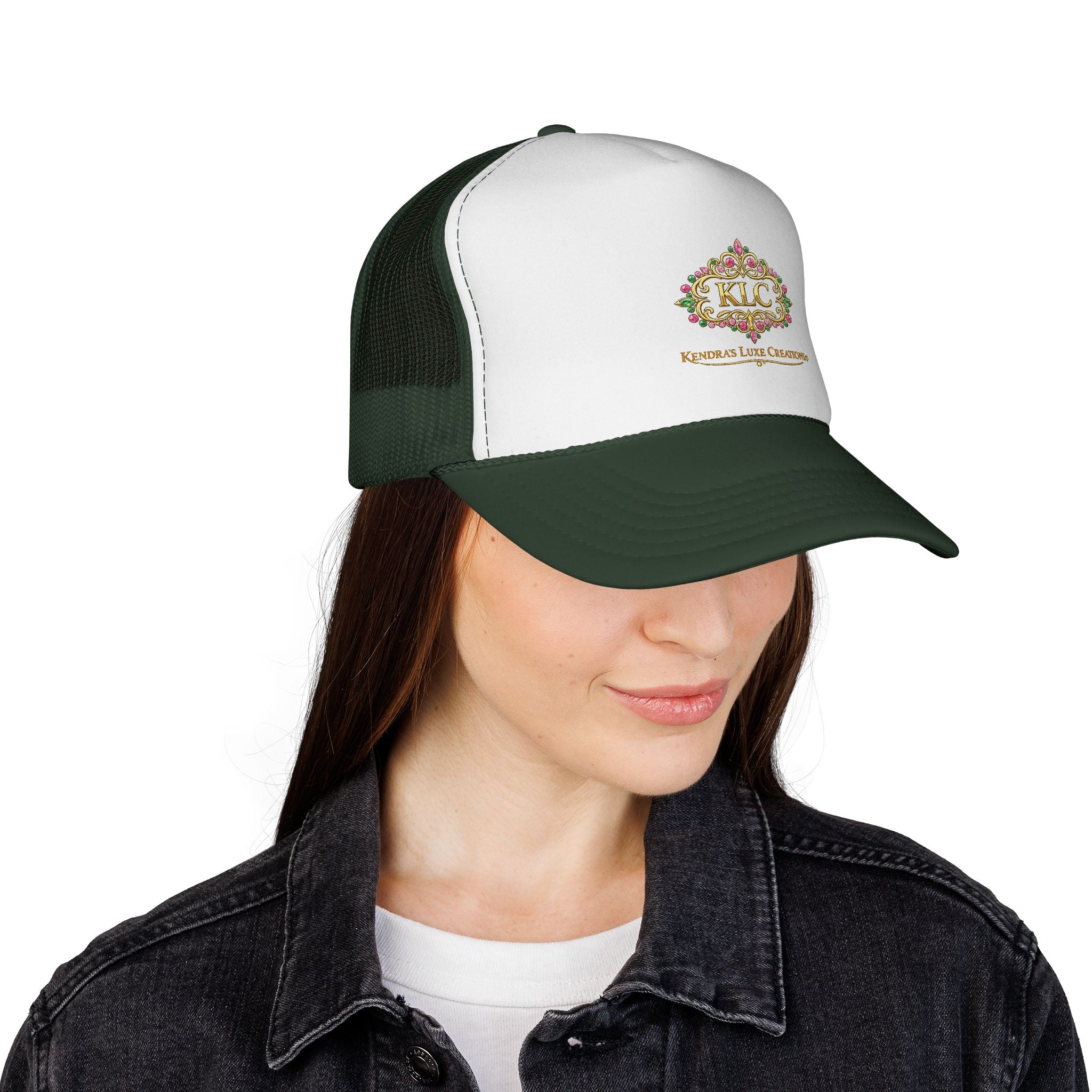 KLC Floral Logo Trucker Cap — Kinder’s Luxe Creations Mesh Hat