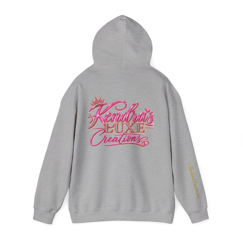Kendra's Luxe Creations Hoodie — Pink Script Logo Pullover