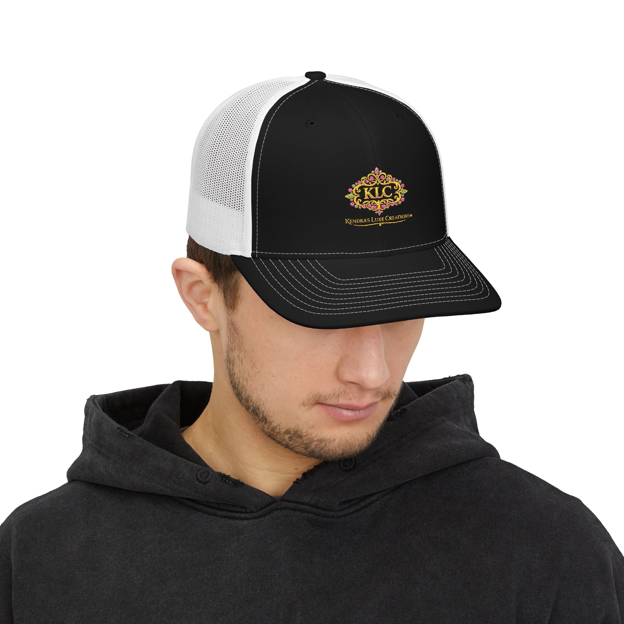 KLC Floral Crest Trucker Cap — Embroidered Kingdom Luxe Creations Snapback