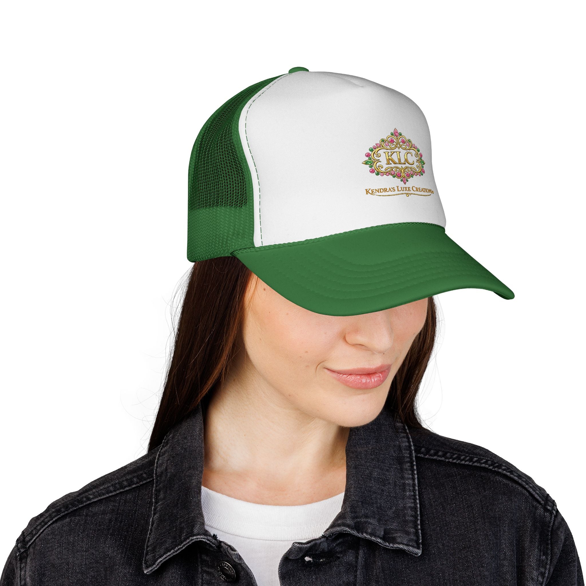 KLC Floral Logo Trucker Cap — Kinder’s Luxe Creations Mesh Hat
