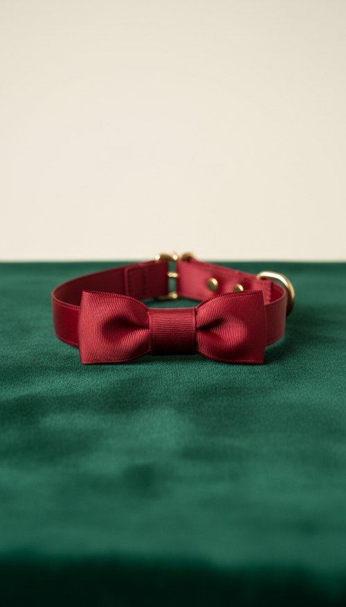 Crimson Ribbon Accent Collar Kendra's Luxe Creations, LLC