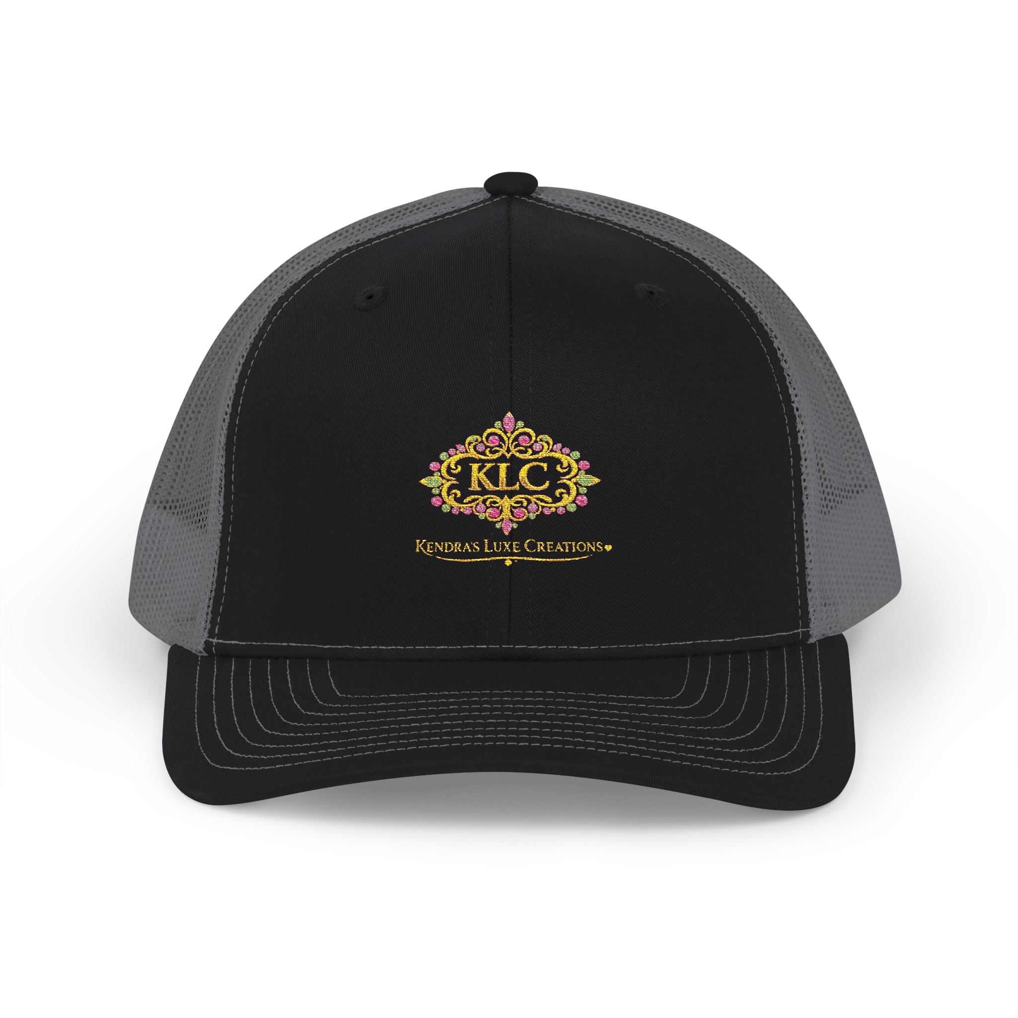 KLC Floral Crest Trucker Cap — Embroidered Kingdom Luxe Creations Snapback